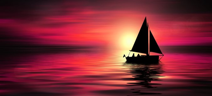 A scene of a sailing boat in calm waters to show that God can calm the storms in our life because of COVID-19.